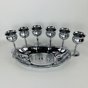 Cordial Goblets Aperitif Set; Tray and 6 Goblets